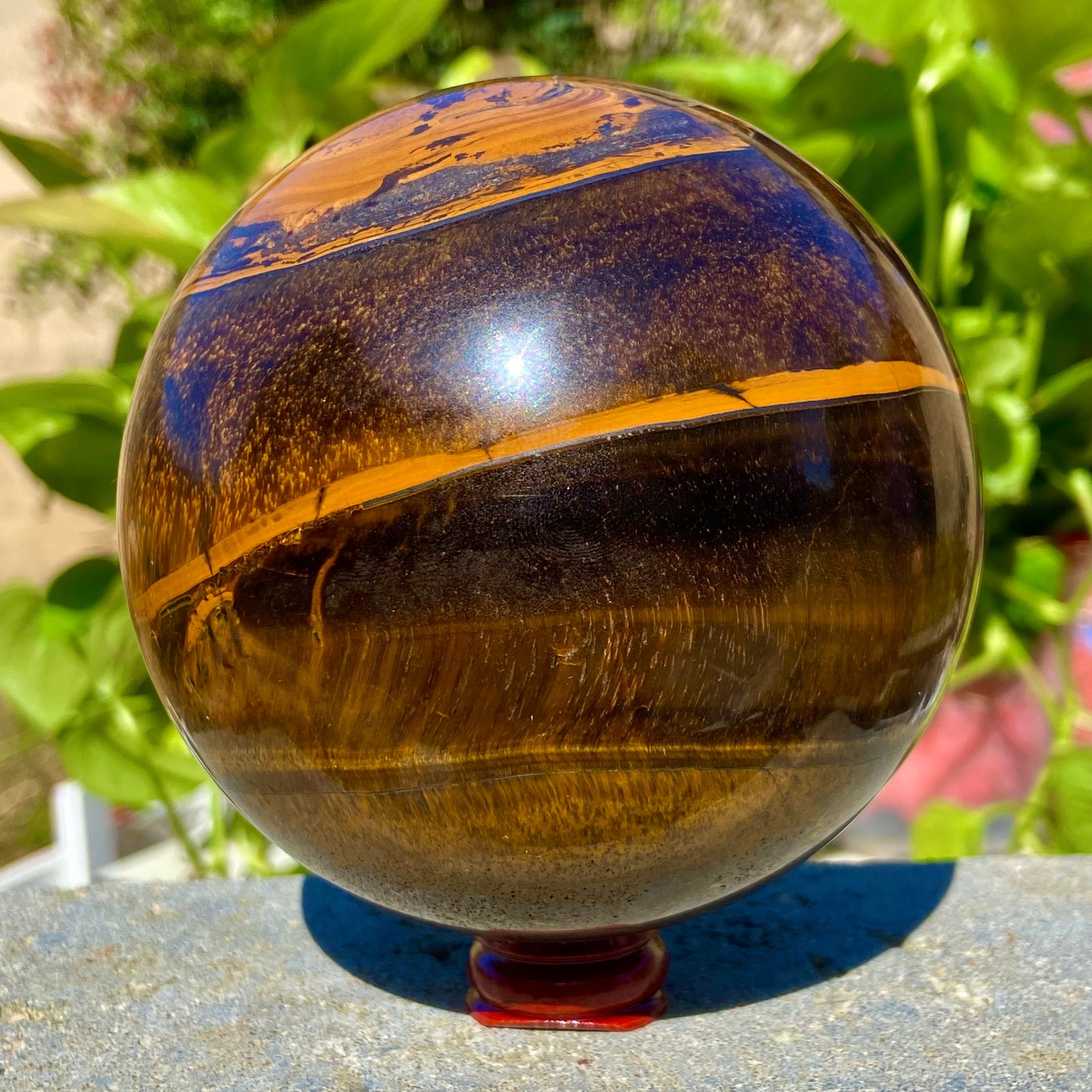 3.41LB Natural Tiger’s eye stone quartz Sphere crystal ball rock Healing
