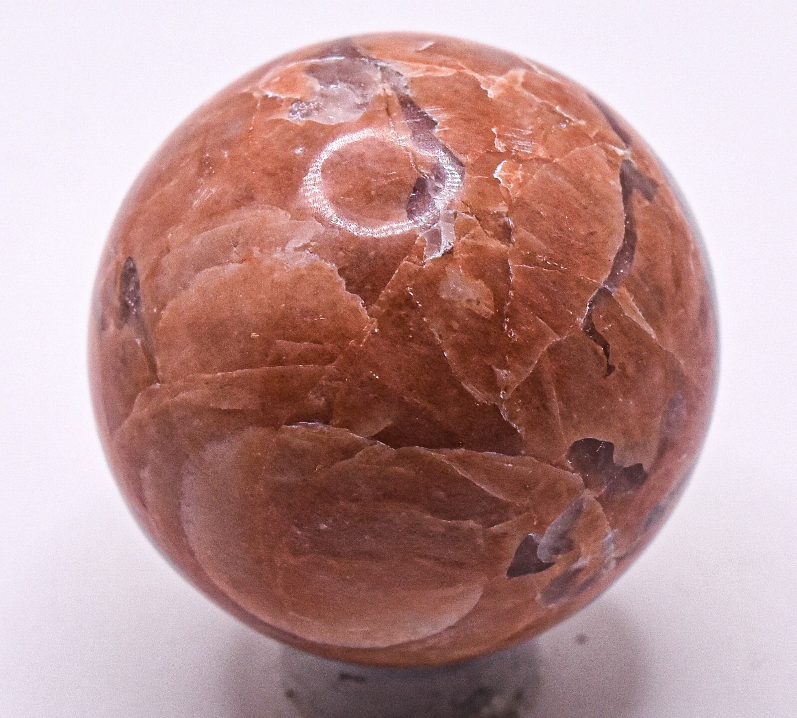 36mm Peach Moonstone w/ Quartz Sphere Polished Feldspar Crystal Mineral – India