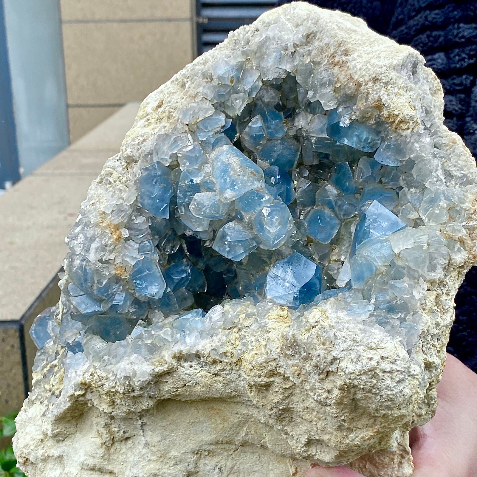 23.06LB Top natural blue crystal cave quartz crystal cave mineral specimens