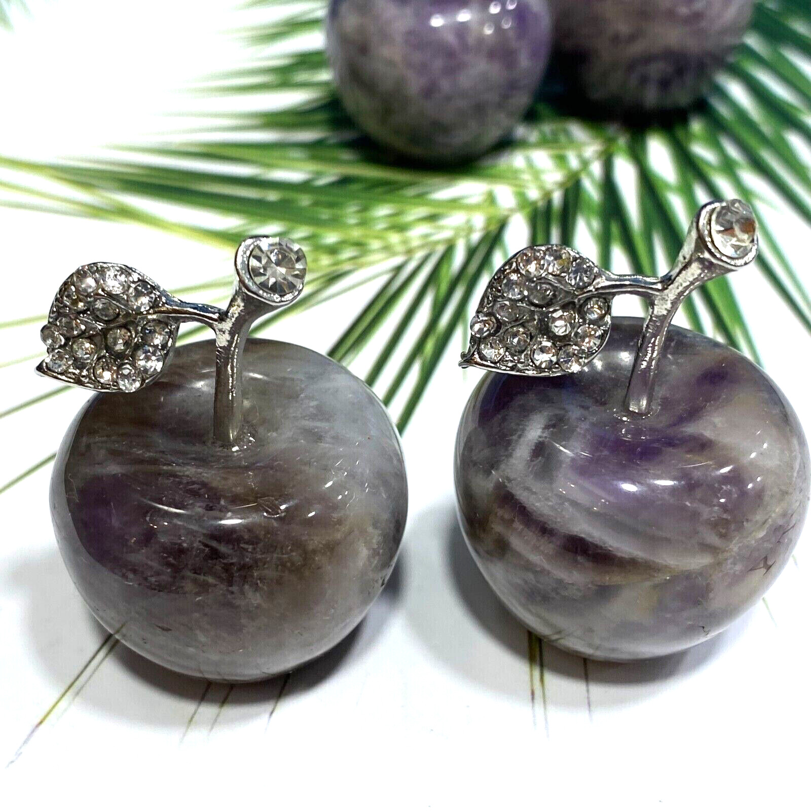 1.5″ Natural Dreamy Amethyst quartz apple hand carved crystal healing 1PC