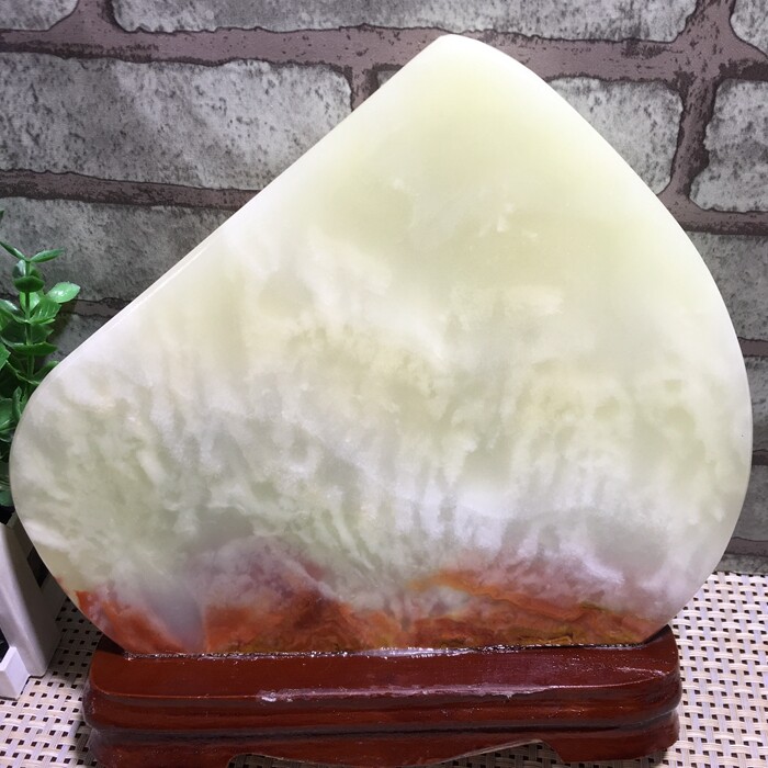 TOP Afghan jade stone Afghanistan Mineral specimen healing crystal + stand 1150g