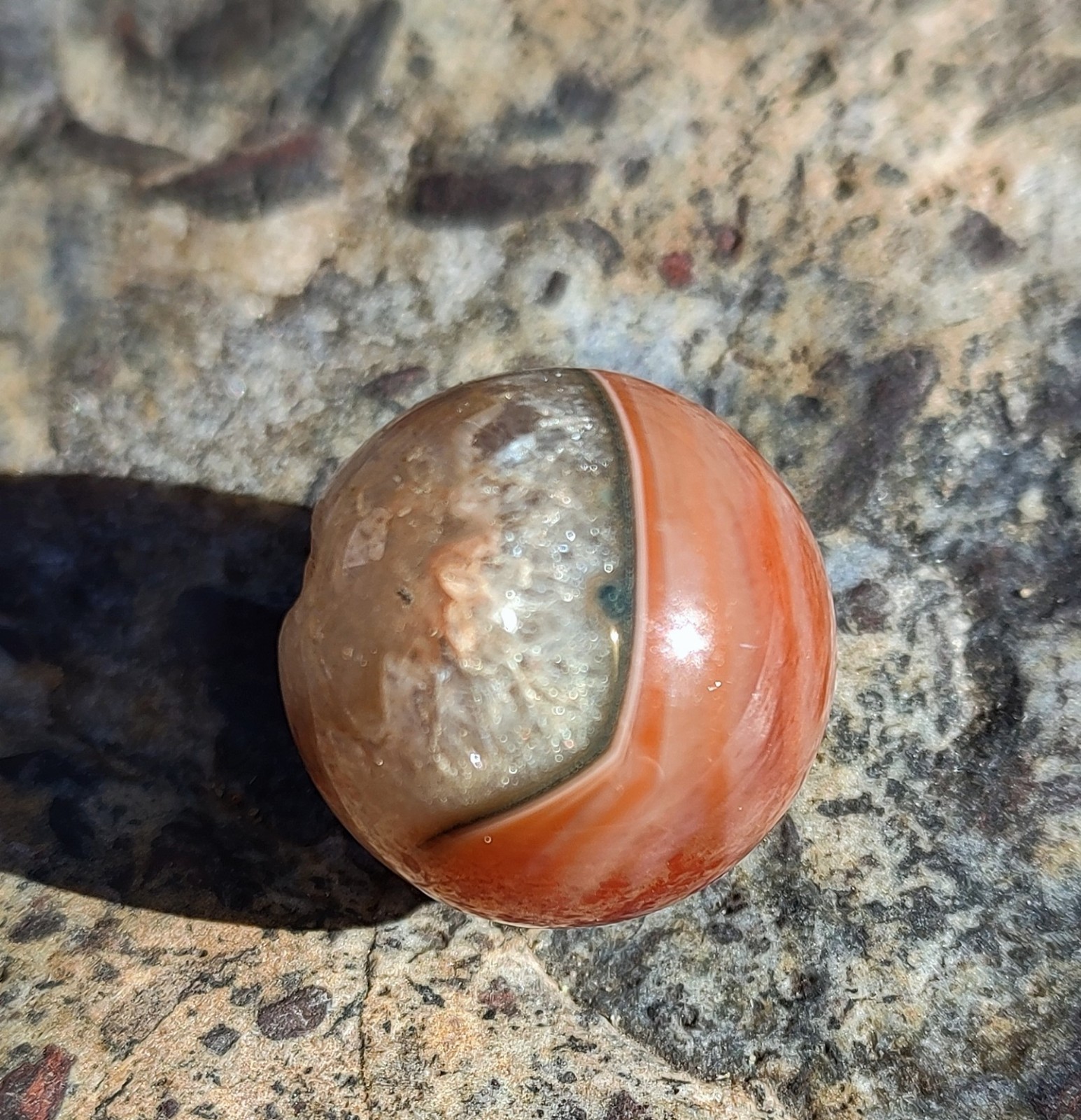 Dramatic Agate Marble Sphere, 20mm Carnelian Agate Marble