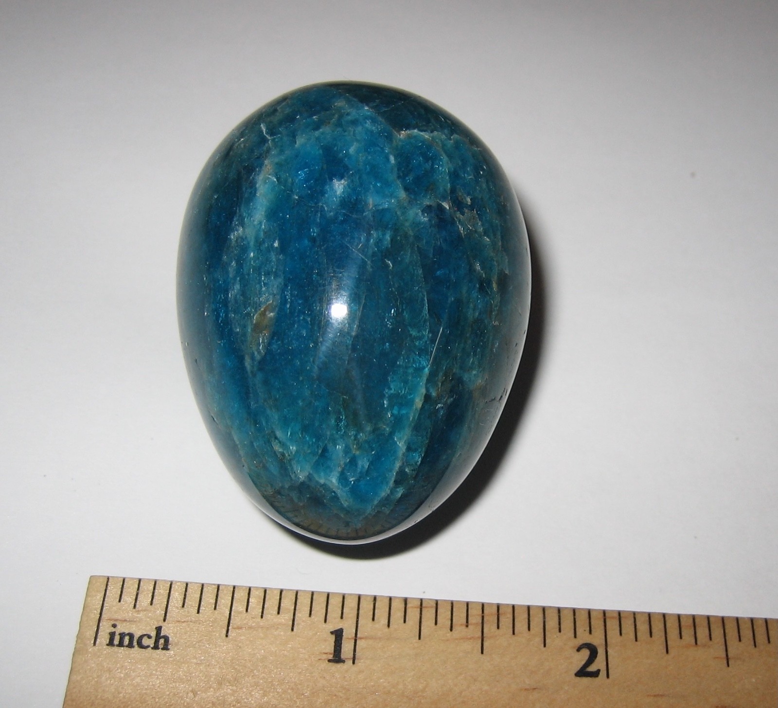 2″ BEAUTIFUL POLISHED NATURAL RICH BLUE APATITE CRYSTAL STONE EGG 112.4grams *1