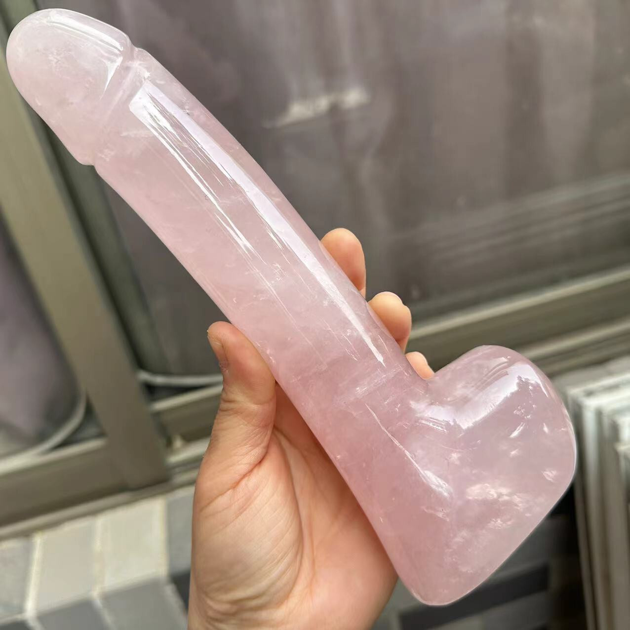 1pc Natural rose quartz Quartz Carved Penis Skull Crystal Reiki Healing