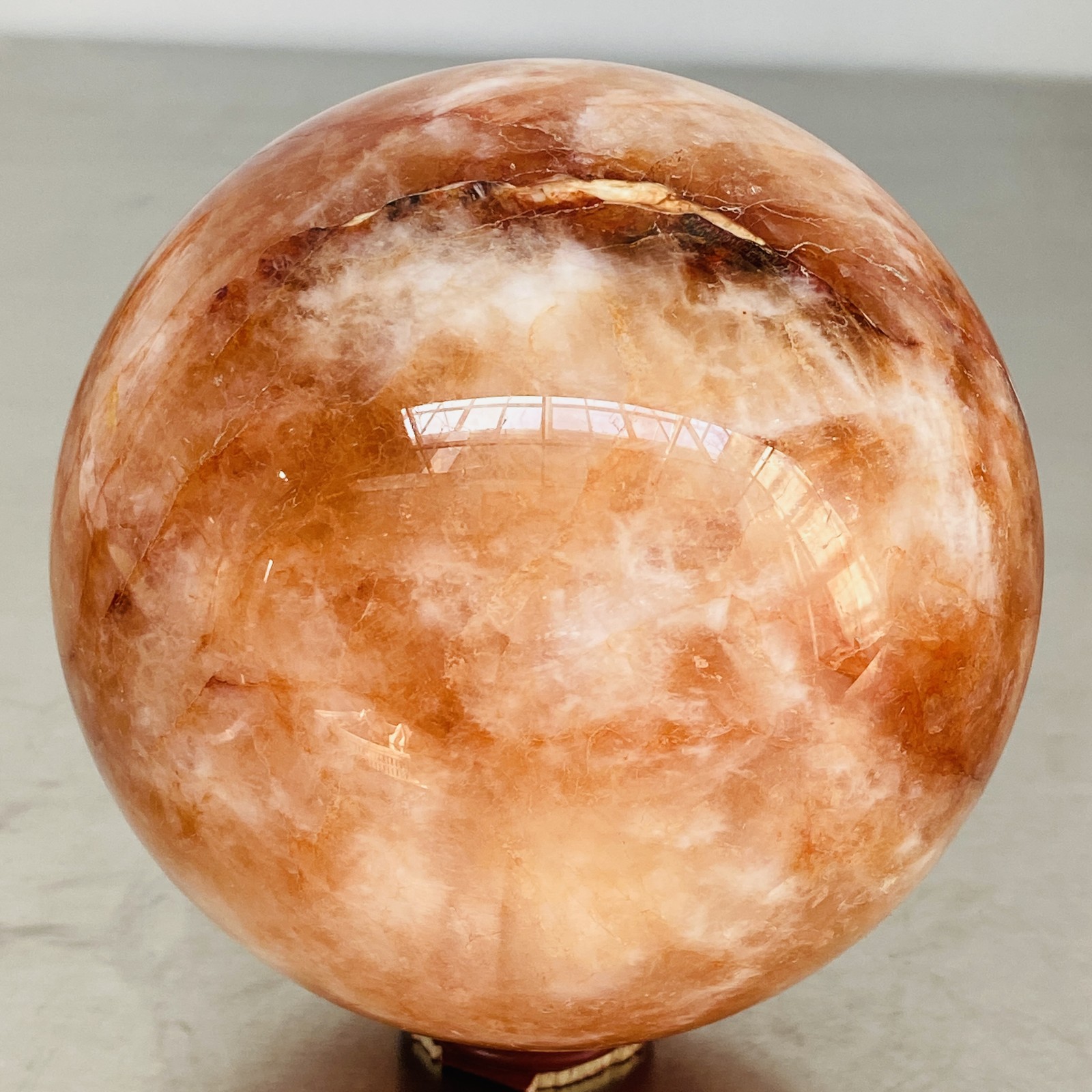 Natural Red Glue Flower Quartz Sphere Crystal Ball Healing 2000G
