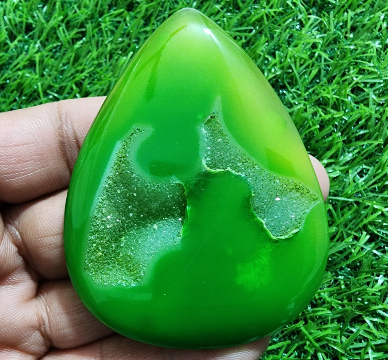 230ct Pear Window Druzy Agate Green Druzy Agate Cabochon Loose Gemstone Jewelry