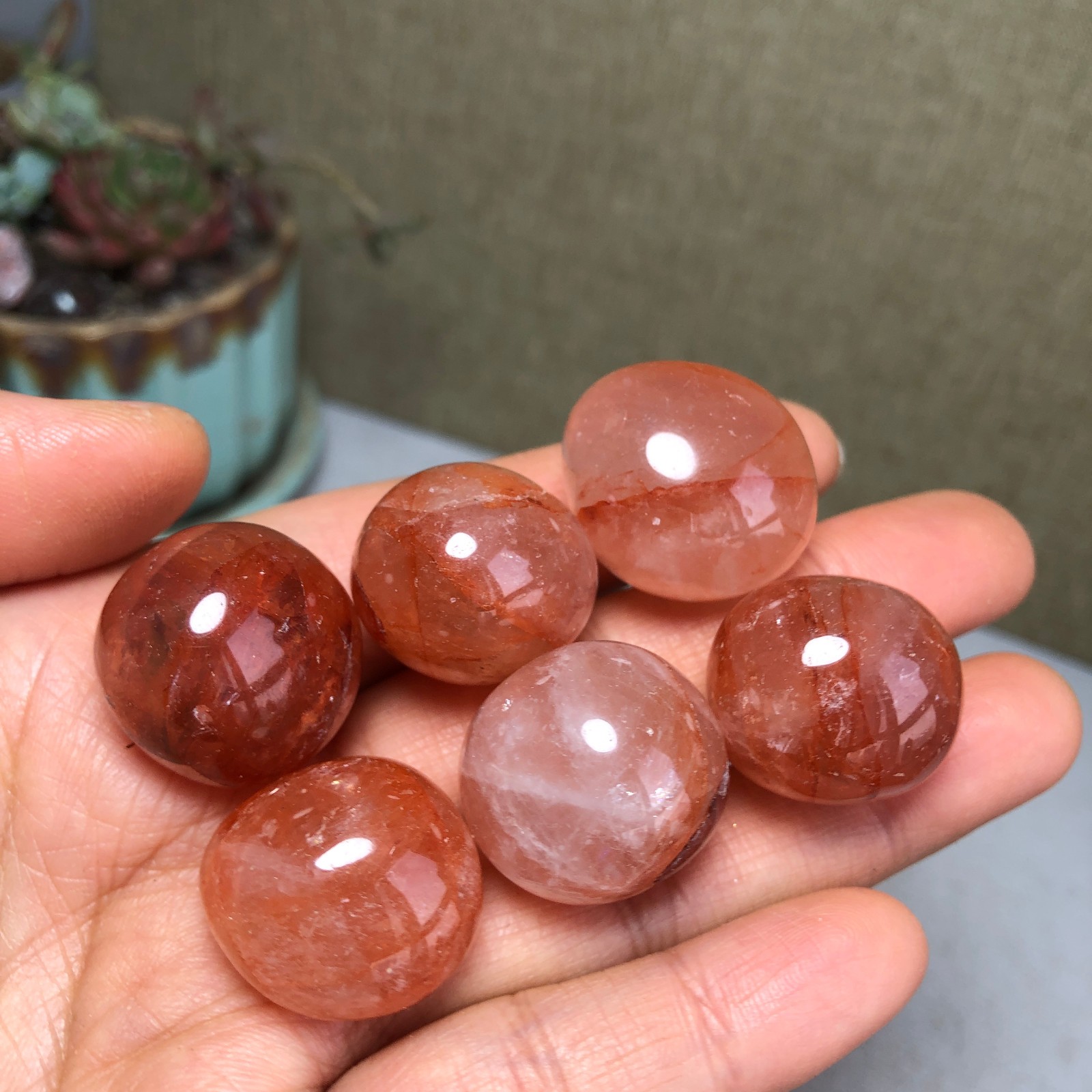 6pcs Natural Red gum flower semi-precious Crystal specimens 85g A35766