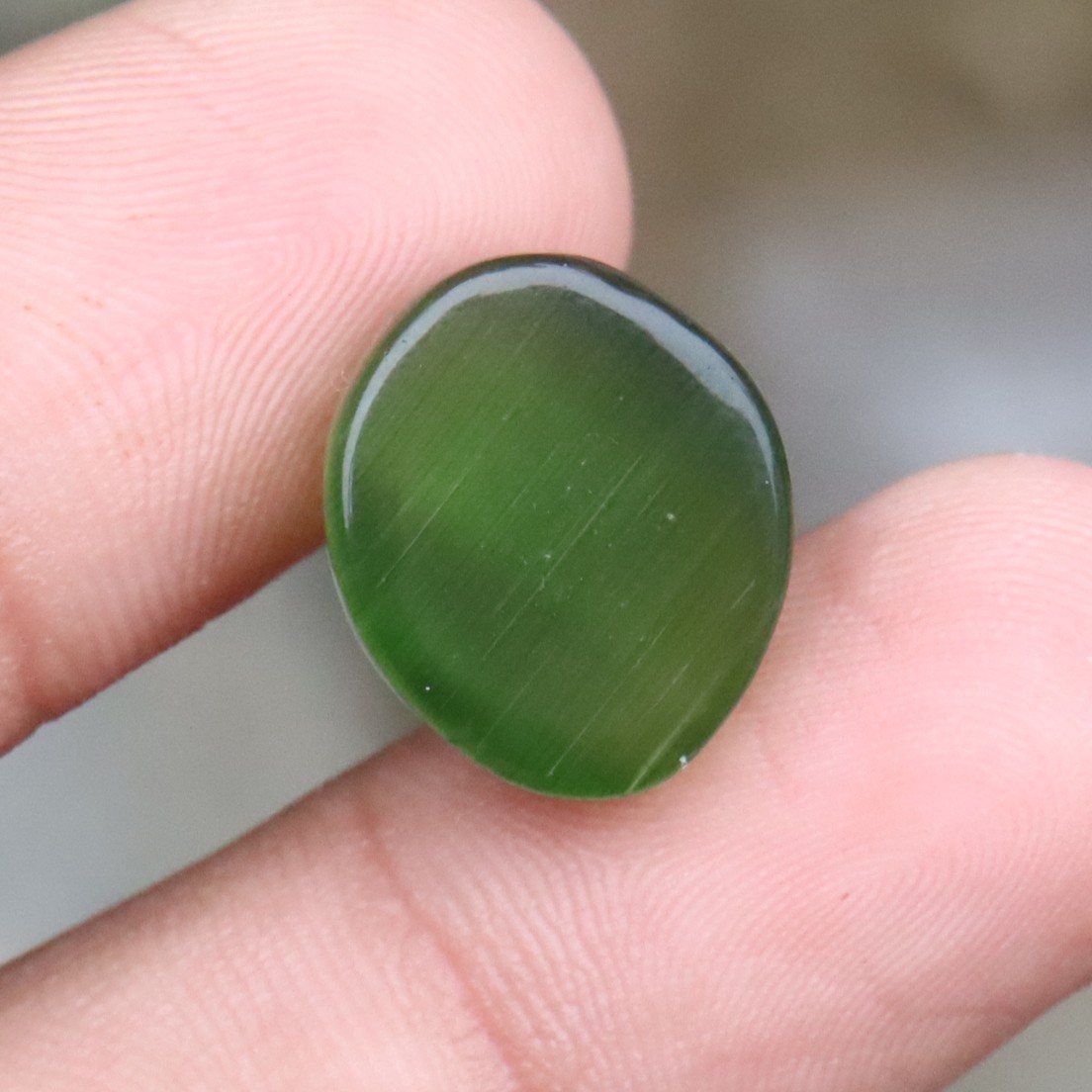 Cats Eye Cabochon Certified Chrysoberyl Oval Cut Green Loose Gemstone 16.50 Ct