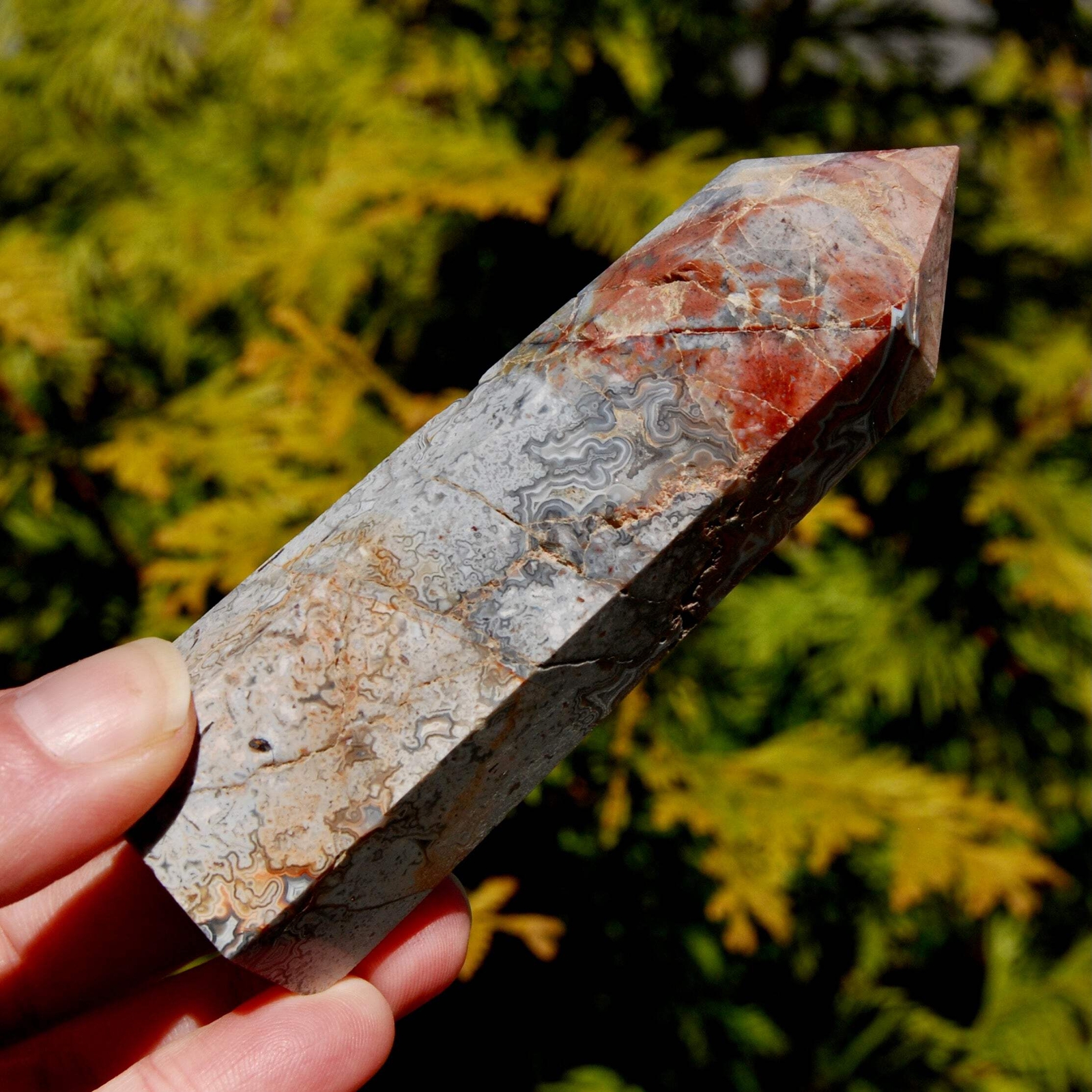 4.25in 175g Crazy Lace Agate Crystal Tower, Mexico