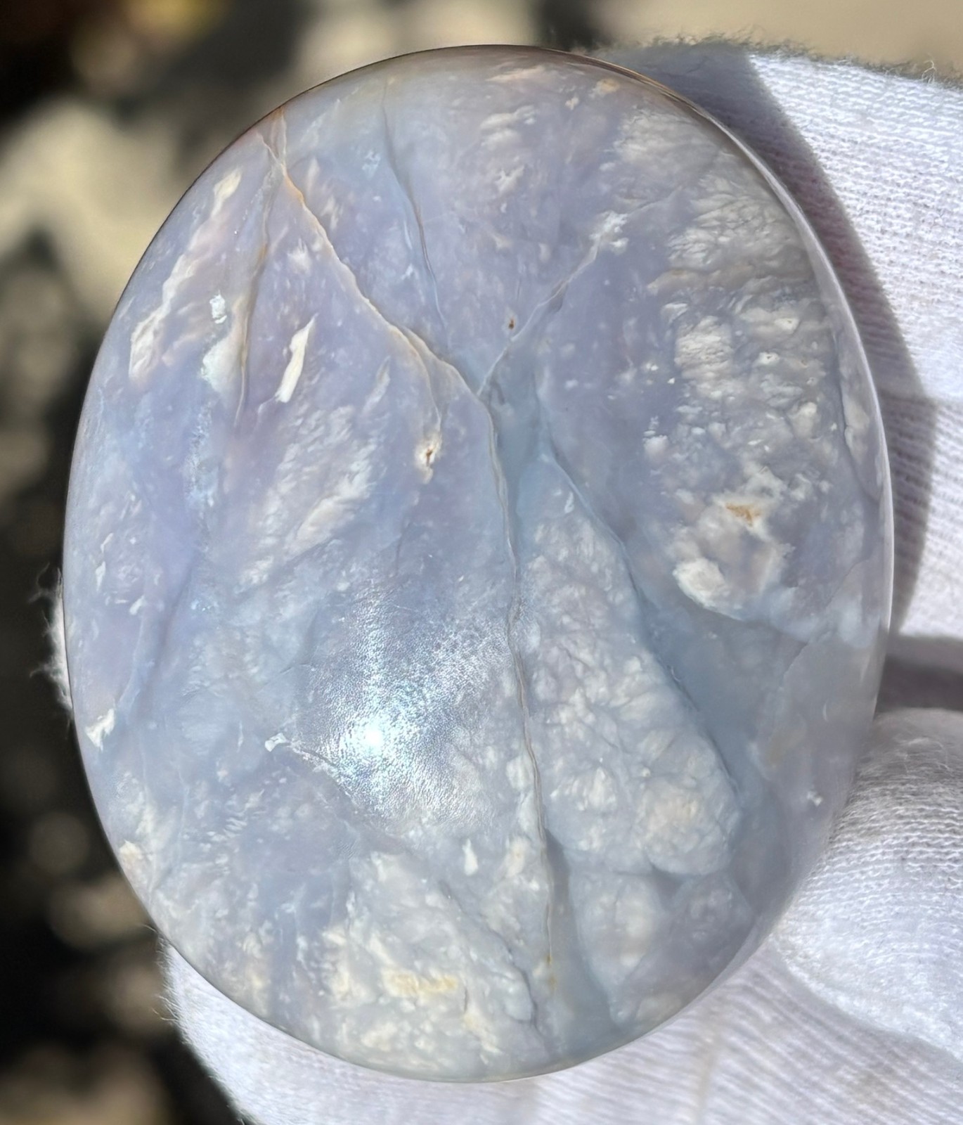 USA SALE LOT 2 “PURPLE” CHALCEDONY PALMSTONES PALM STONE STONES DARK BLUE GRAY