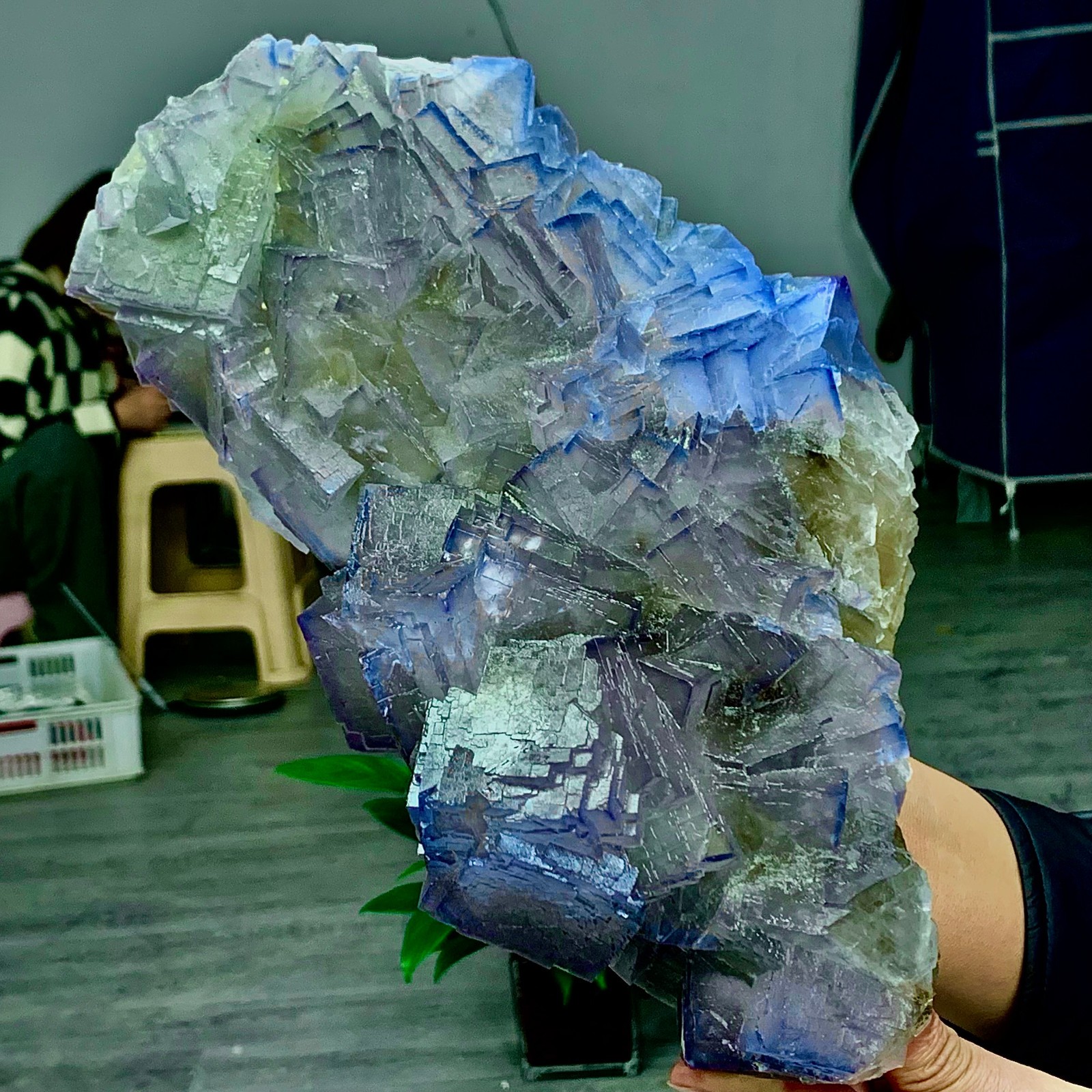 9.57LB Natural purple QR code fluorite cubic crystal mineral specimen