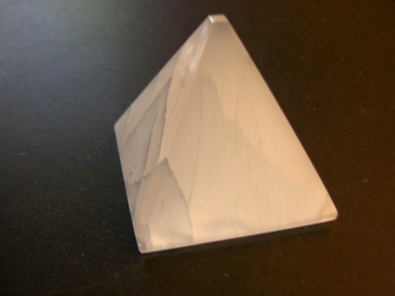 Selenite pyramid polished crystal all natural 2.25 inches tall & wide