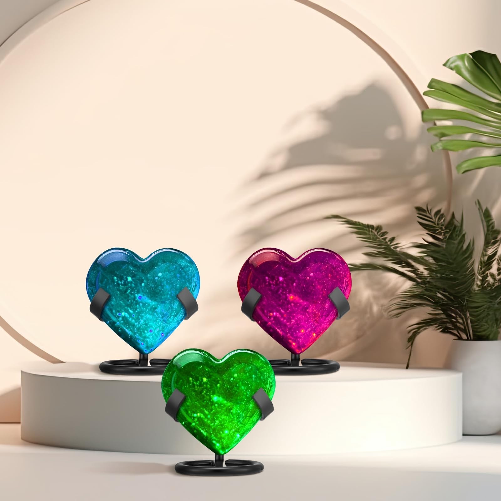 4 Pcs Metal Crystal Heart Stone Stand for Gem Display, Fossils, Agate Easel Hold
