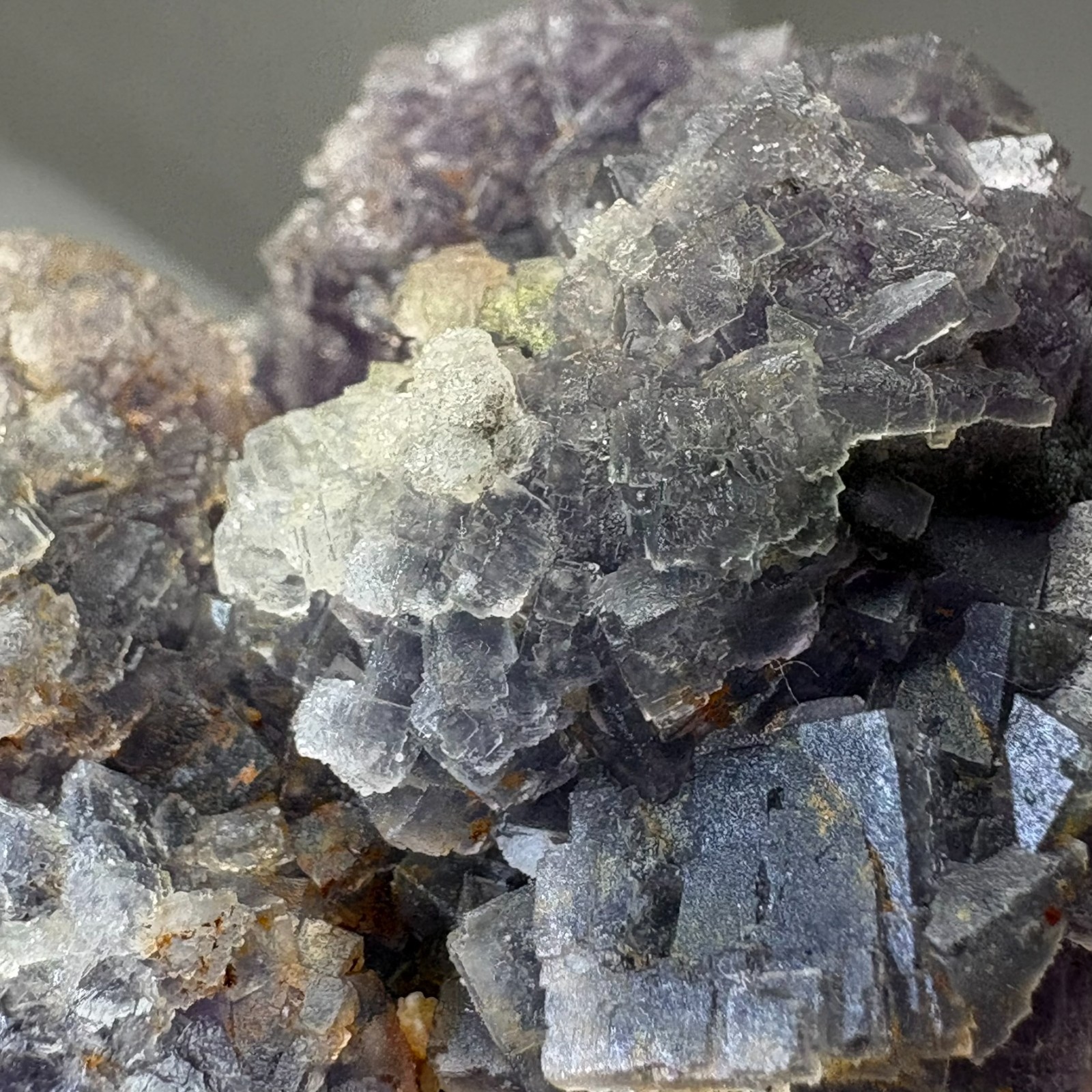 Large Rare Dual Color Fluorescent Natural Fluorite Double Sided Mineral Specimen