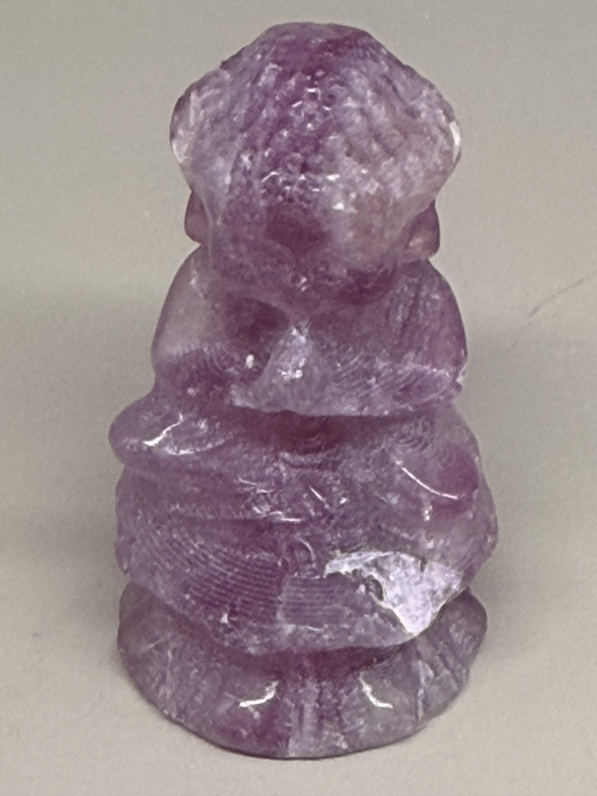 Amethyst Praying Buddha 0.77oz 2.75″ Purple Crystal Meditation Carving