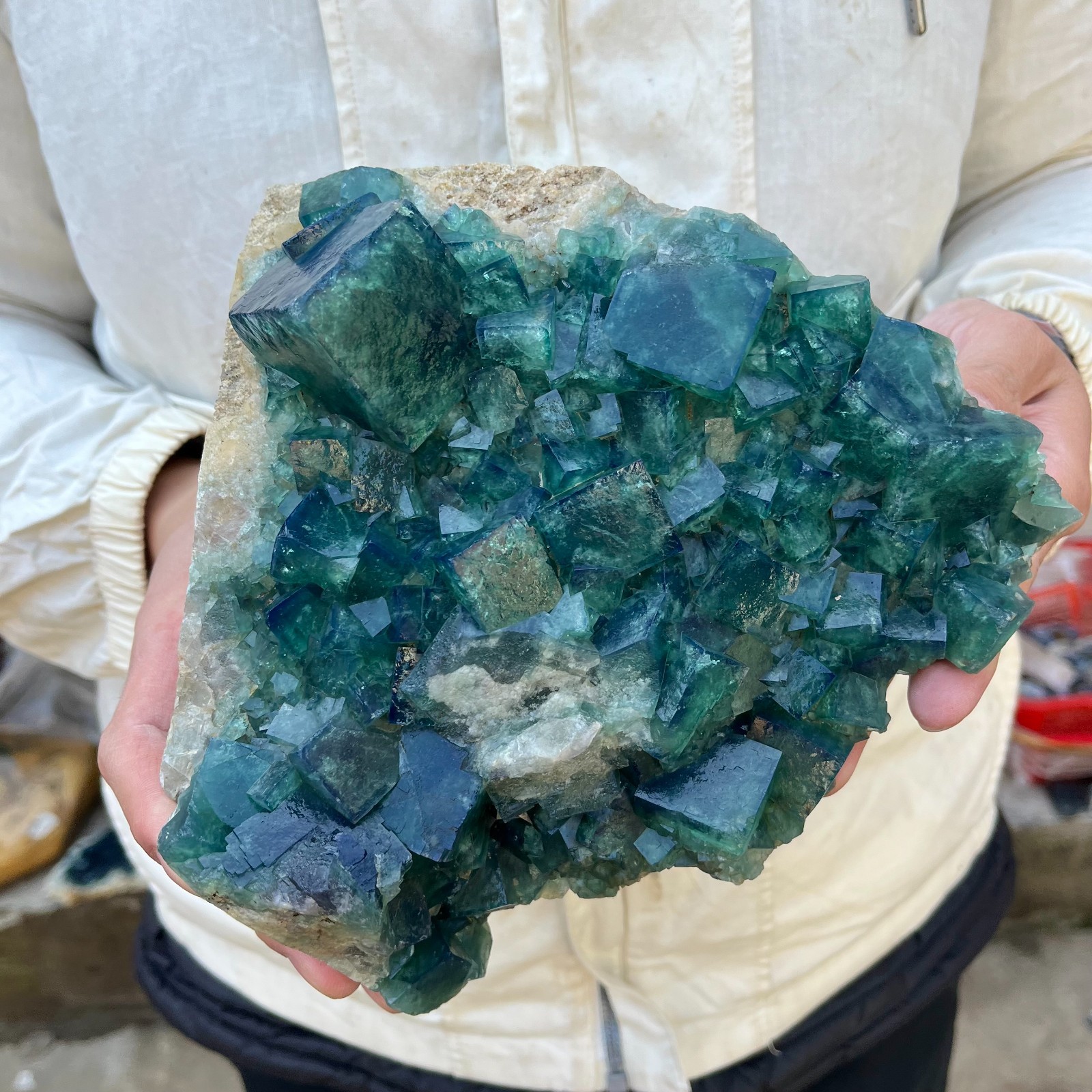 8.2lb Natural cubic green fluorite crystal clusters rough specimen Madagascar