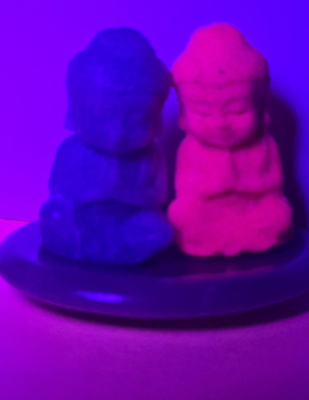 3 Pc Crystal Buddha Carving Set 1.5″ UV Reactive HoneyComb Ruby Green Aventurine