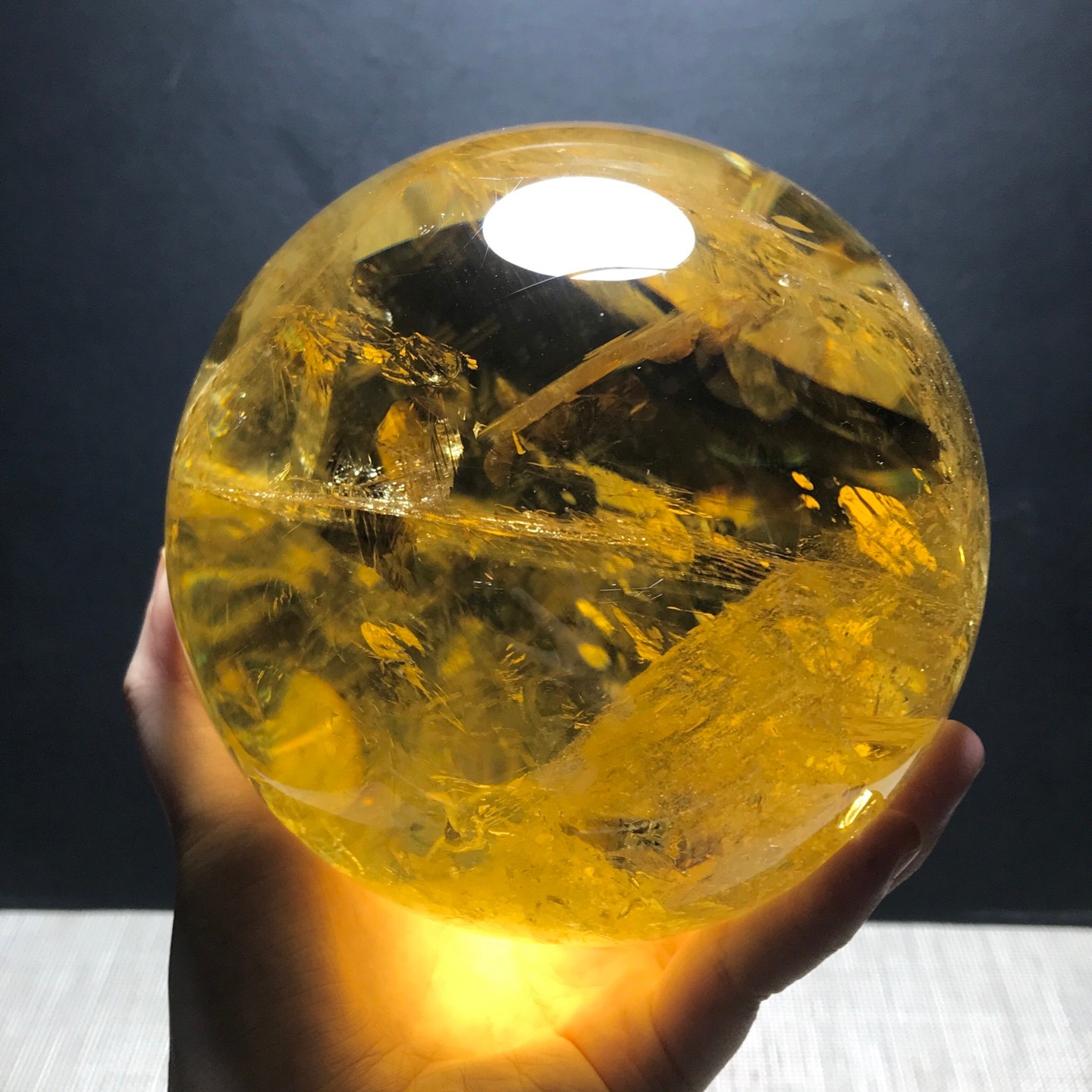 6.7LB Large Natural Citrine Sphere Quartz Crystal Energy Ball Reiki Healing