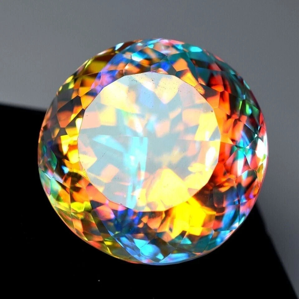94.65 Ct+ Natural Mystic Topaz Rainbow Color Round Cut Certified Loose Gemstone