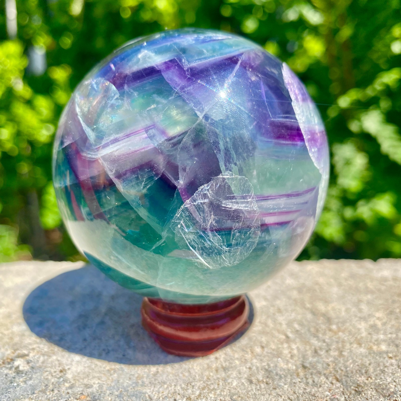 1.24LB natural Green fluorite ball quartz crystal Sphere Reiki energy healing