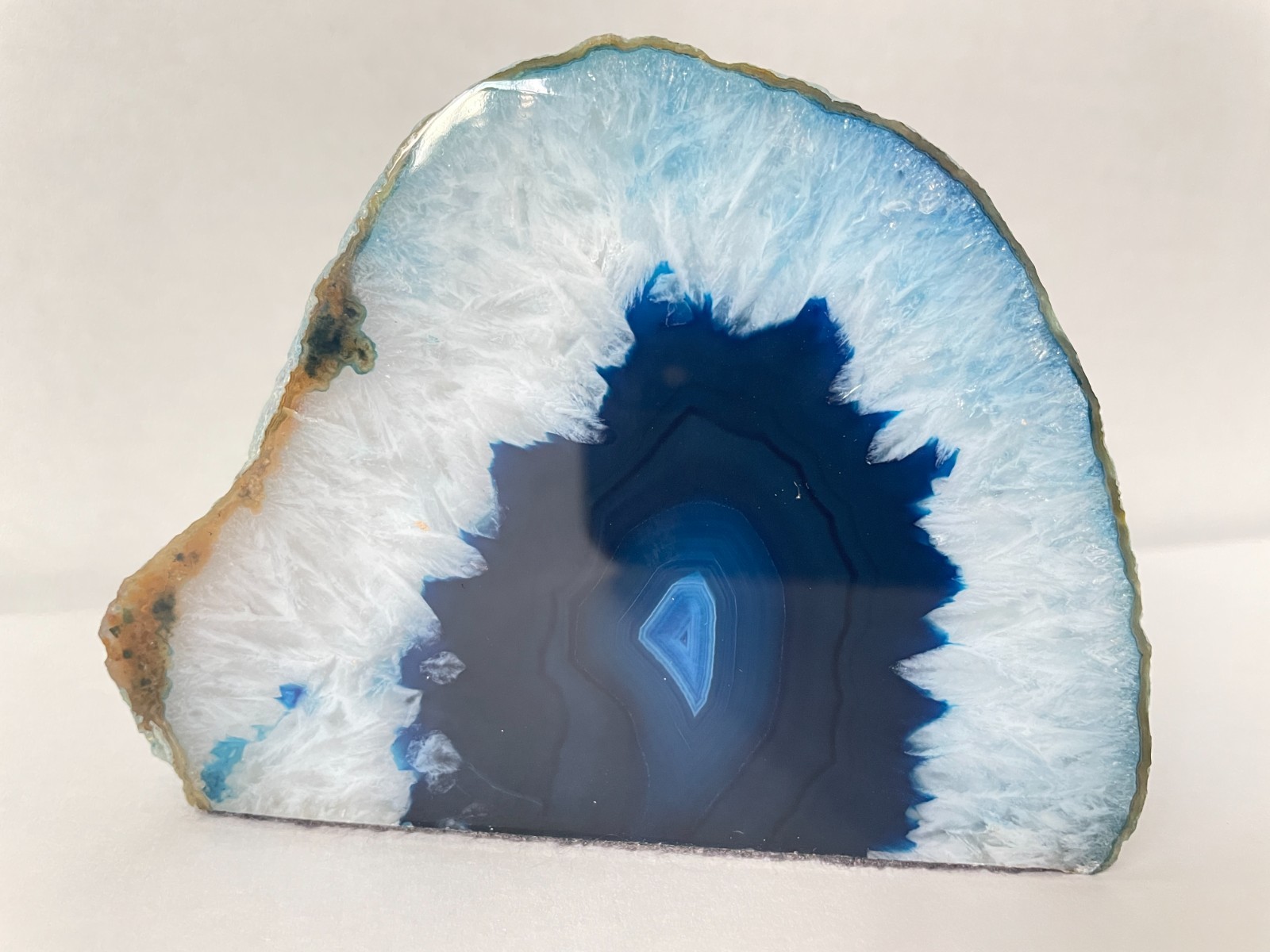 Quartz Crystal Druzy Half-Polished Blue Agate Geode Candle Holder Crystal Decor