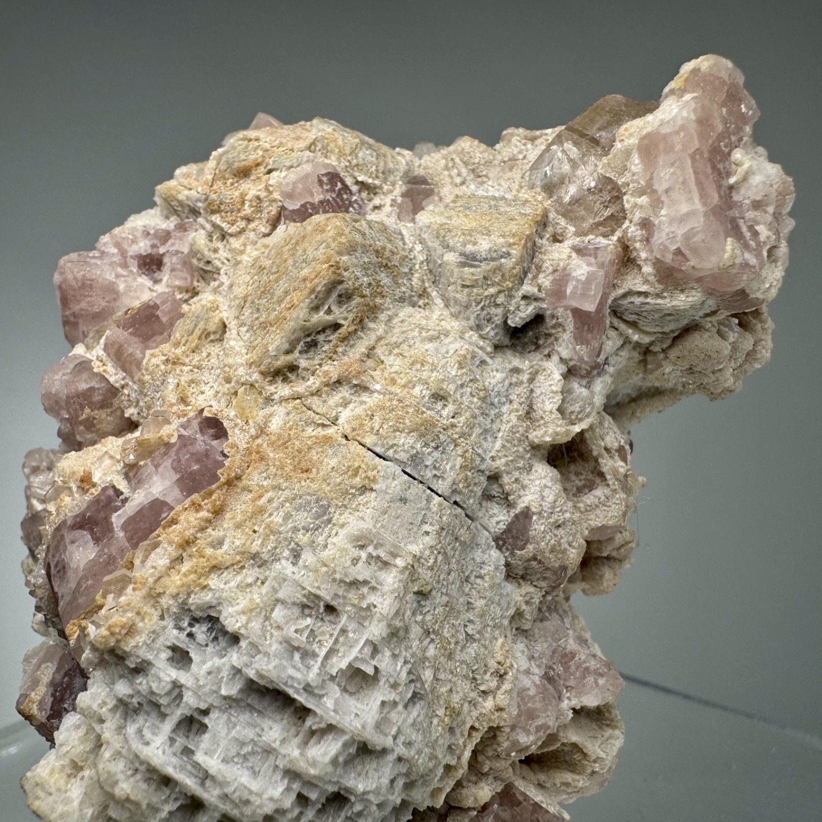 Fine Fluorescent Fluorapatite Crystals on Microcline: Himalaya mine, California