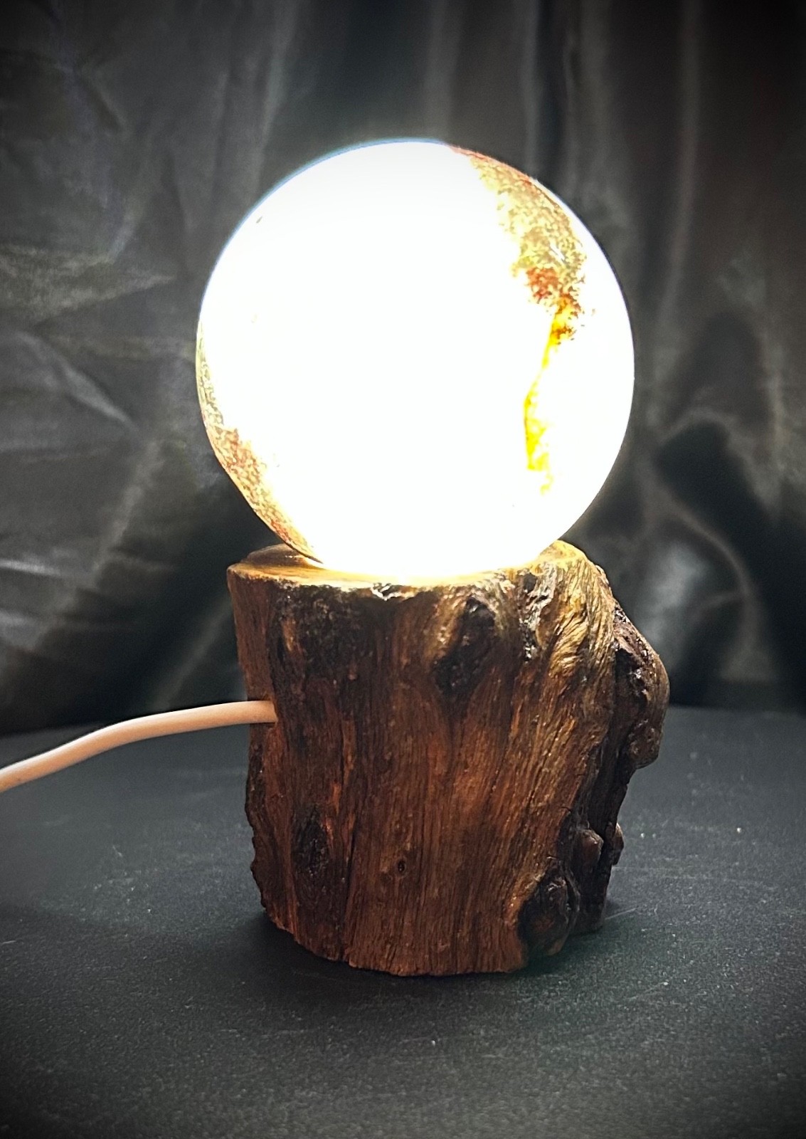 2.34 inch Garden Quartz Sphere With Custom Lighted Natural Wood Stand