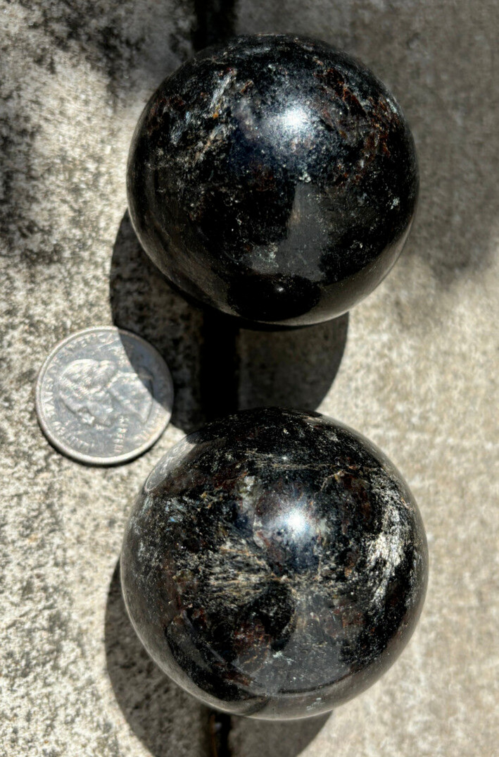 USA SALE 343g “LOT ARFVEDSONITE” ANTHO PHYLLITE SPHERES SPHERE 1.92″ & 1.87″