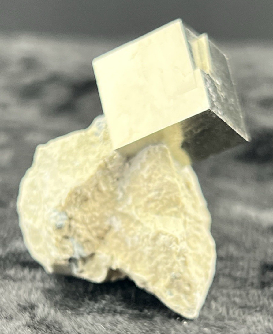 Pyrite Cube on Limestone Matrix from Mina Ampliación A Victoria, Navajún, Spain.