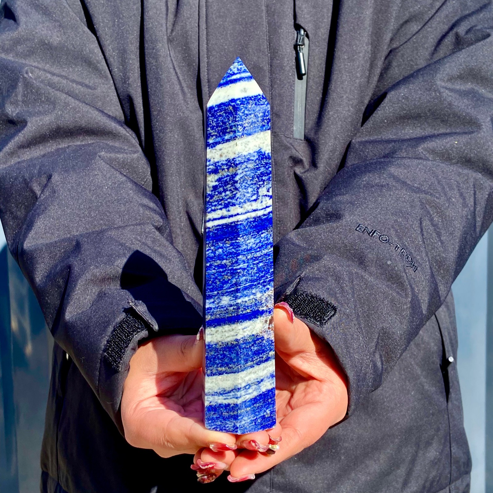 1.23LB Large Natural Lapis lazuli quartz crystal obelisk point wand aura healing