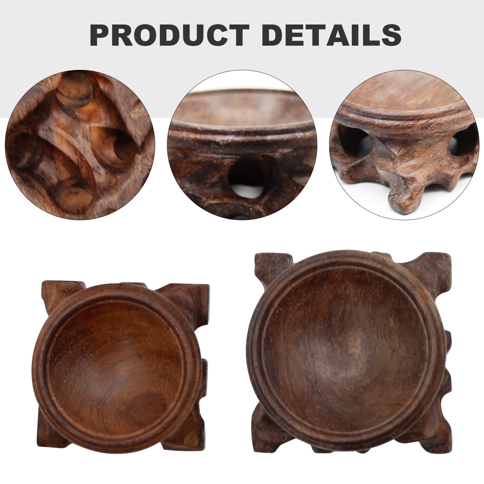 4 Pcs Wooden Stand For Crystal Sphere Quartz Ball Orb Holder Display Pedestal