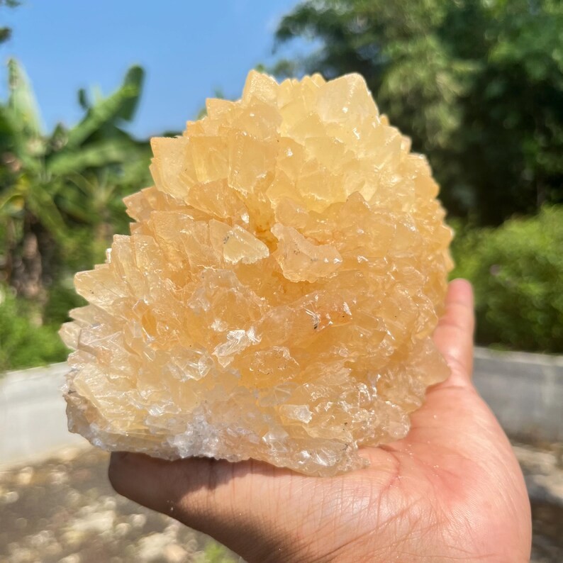 5.9 Lb Huge Yellow Calcite Crystal | High Quality Flower Calcite | Healing Stone