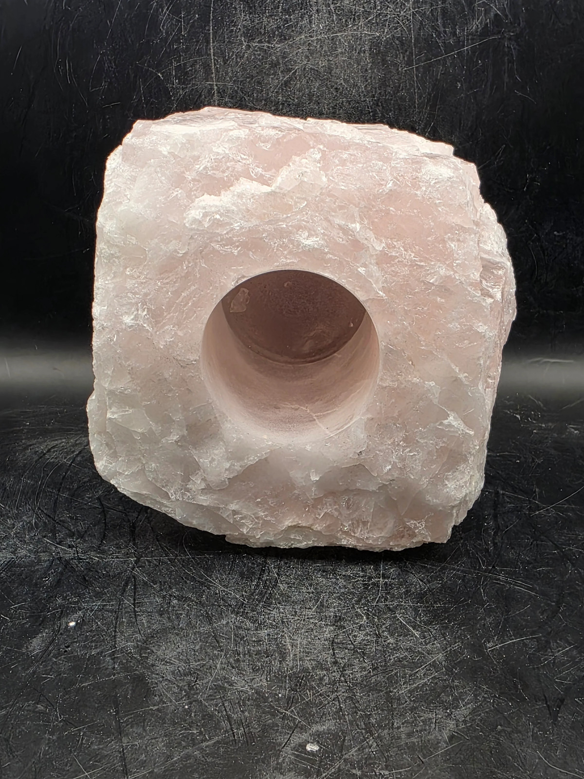 Rose quartz candle holder! 2 pounds, 4 inches by 3 inches!