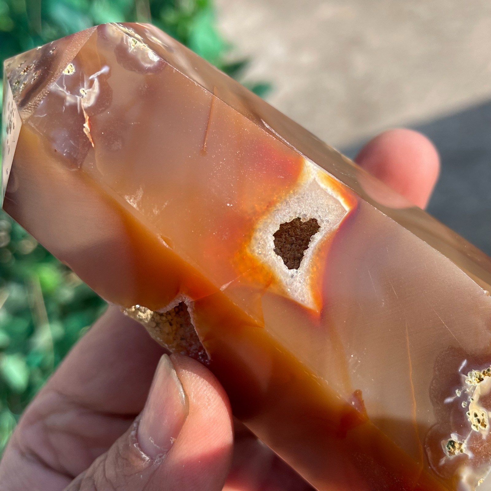 0.67LB Natural Carnelian Quartz Obelisk Crystal Wand Point Healing C2655