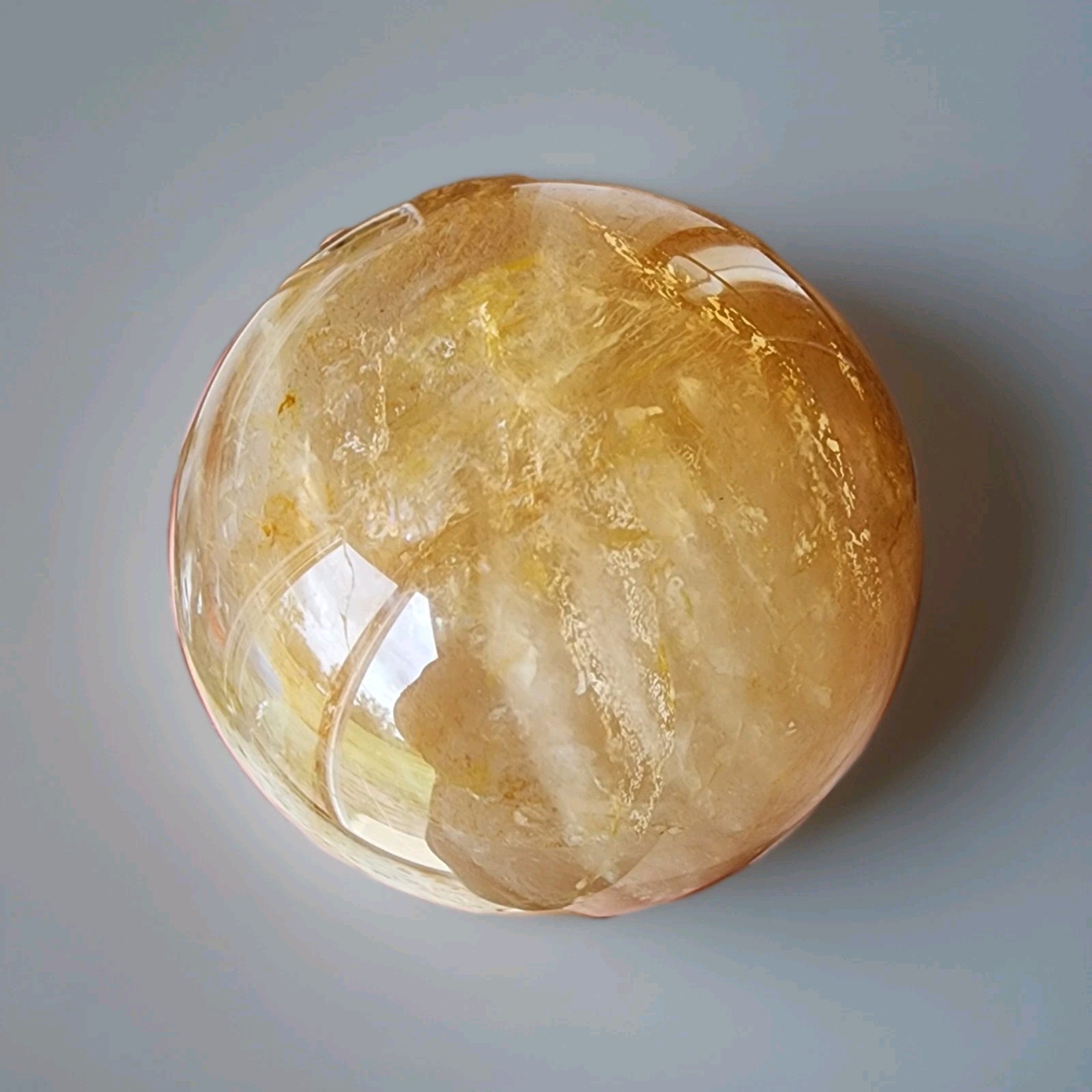 Natural Polished Yellow Fire Quartz 2.5″ Sphere with Light Stand – USA