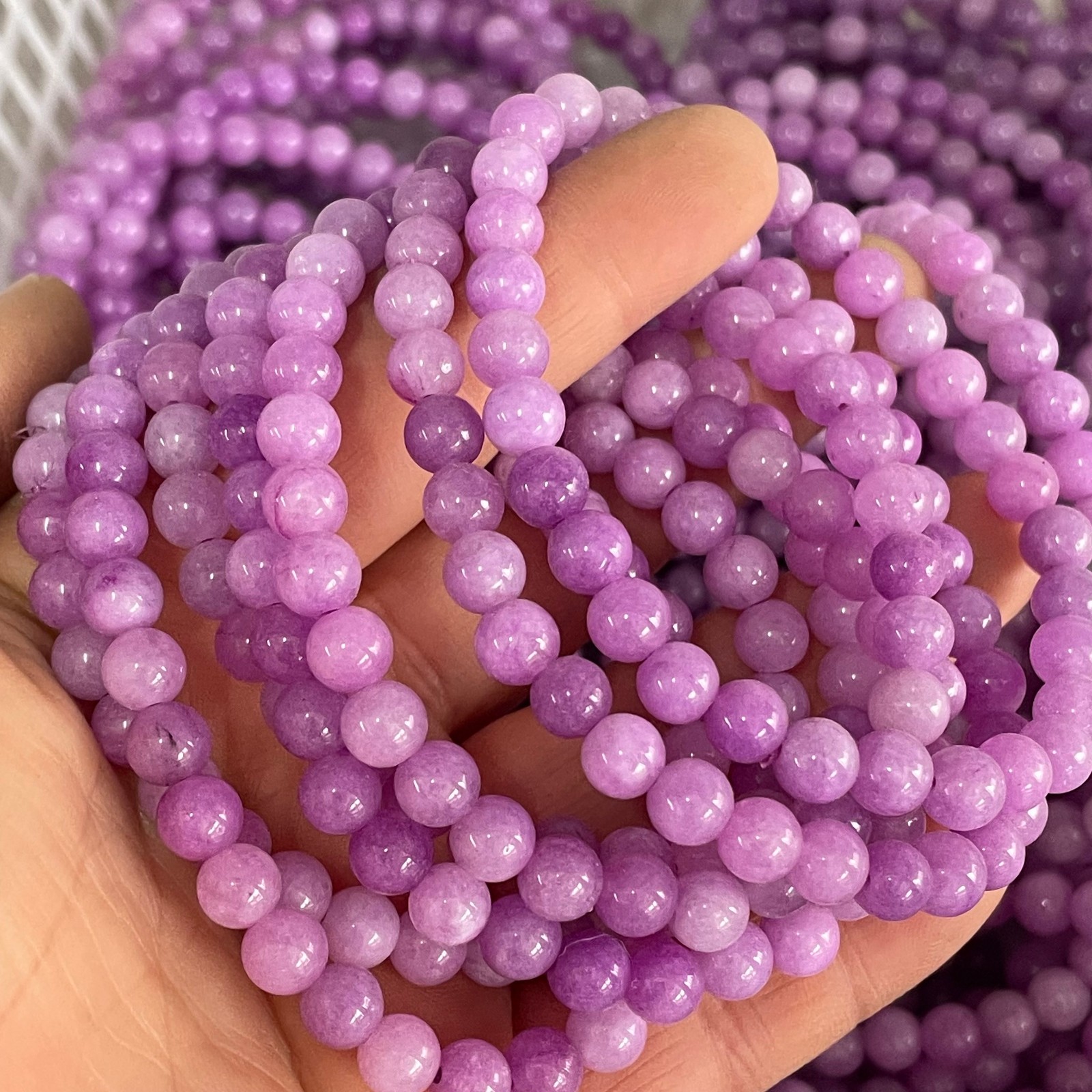 10pcs Kunzite Beads Purple Crystal Healing Reiki Infused Gemstone Size 6mm