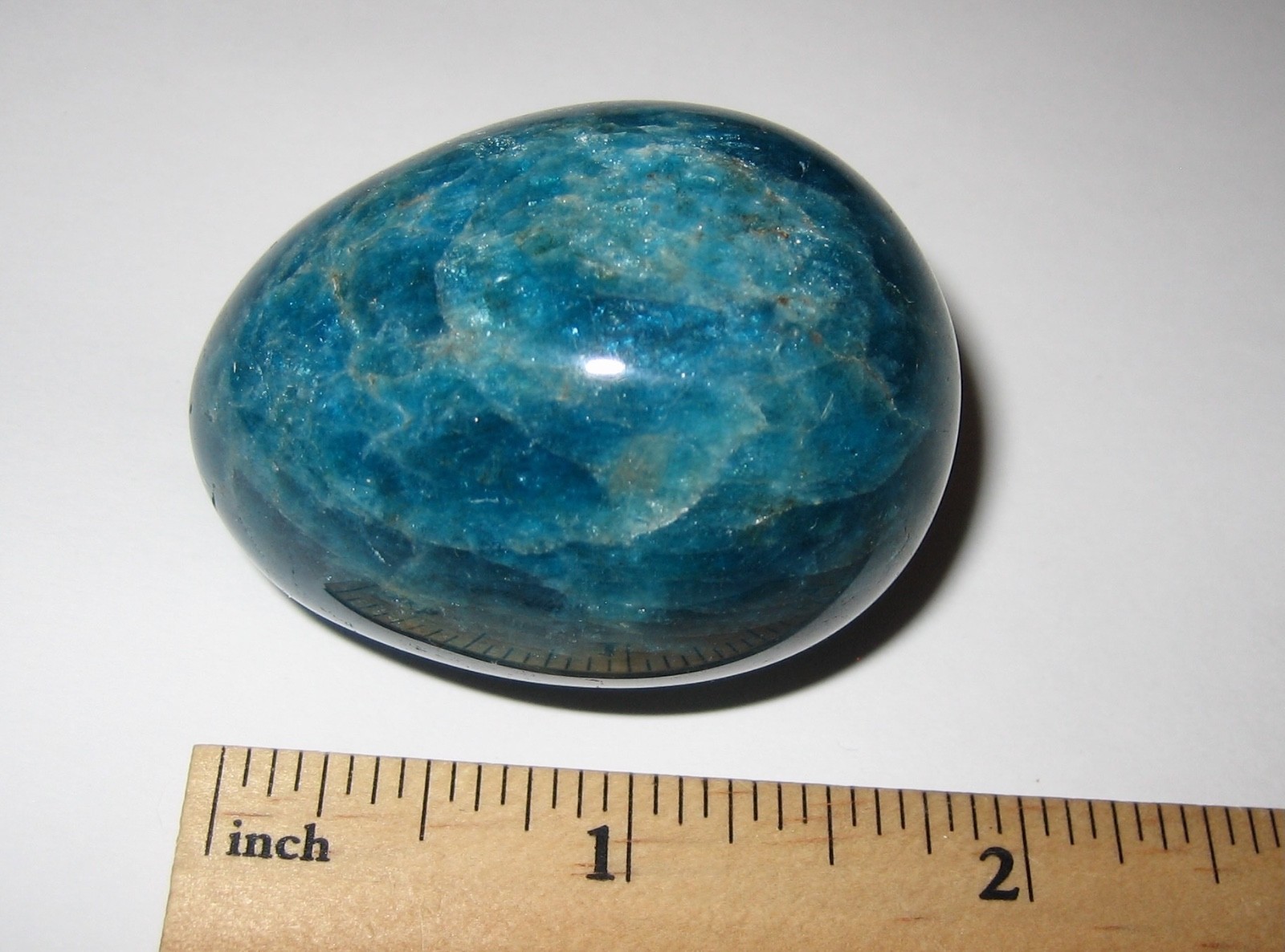 2″ BEAUTIFUL POLISHED NATURAL RICH BLUE APATITE CRYSTAL STONE EGG 112.4grams *1