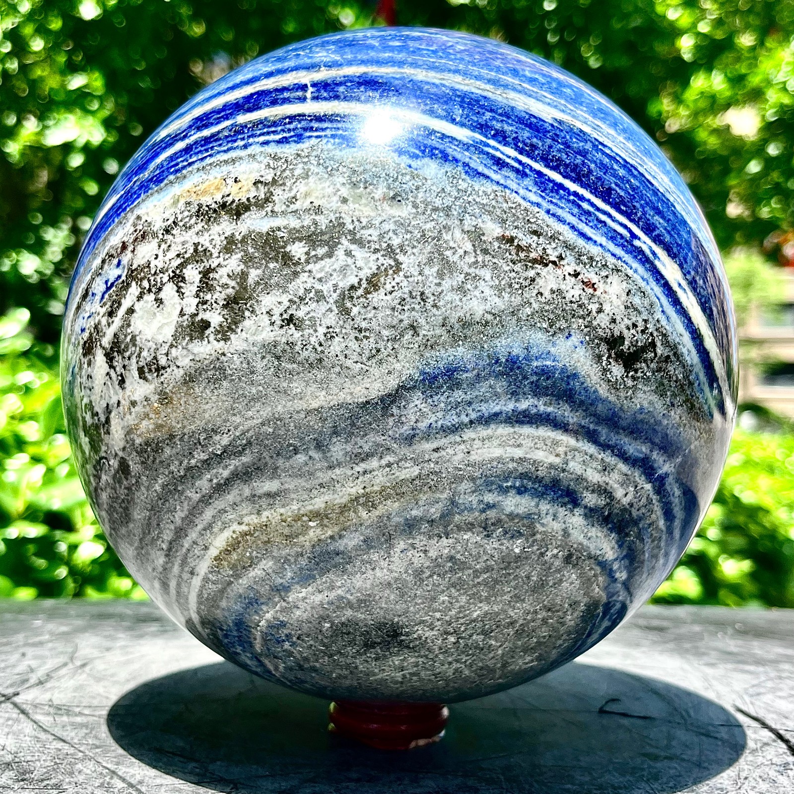 23.14LB Natural Lapis lazuli jasper Quartz Sphere Crystal Ball Reiki Healing