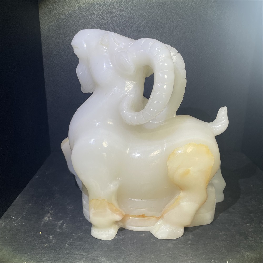 13.2LB 9″Natural A+Afghan Jade Sheep Statue Crystal Reiki Carving Noble Decor