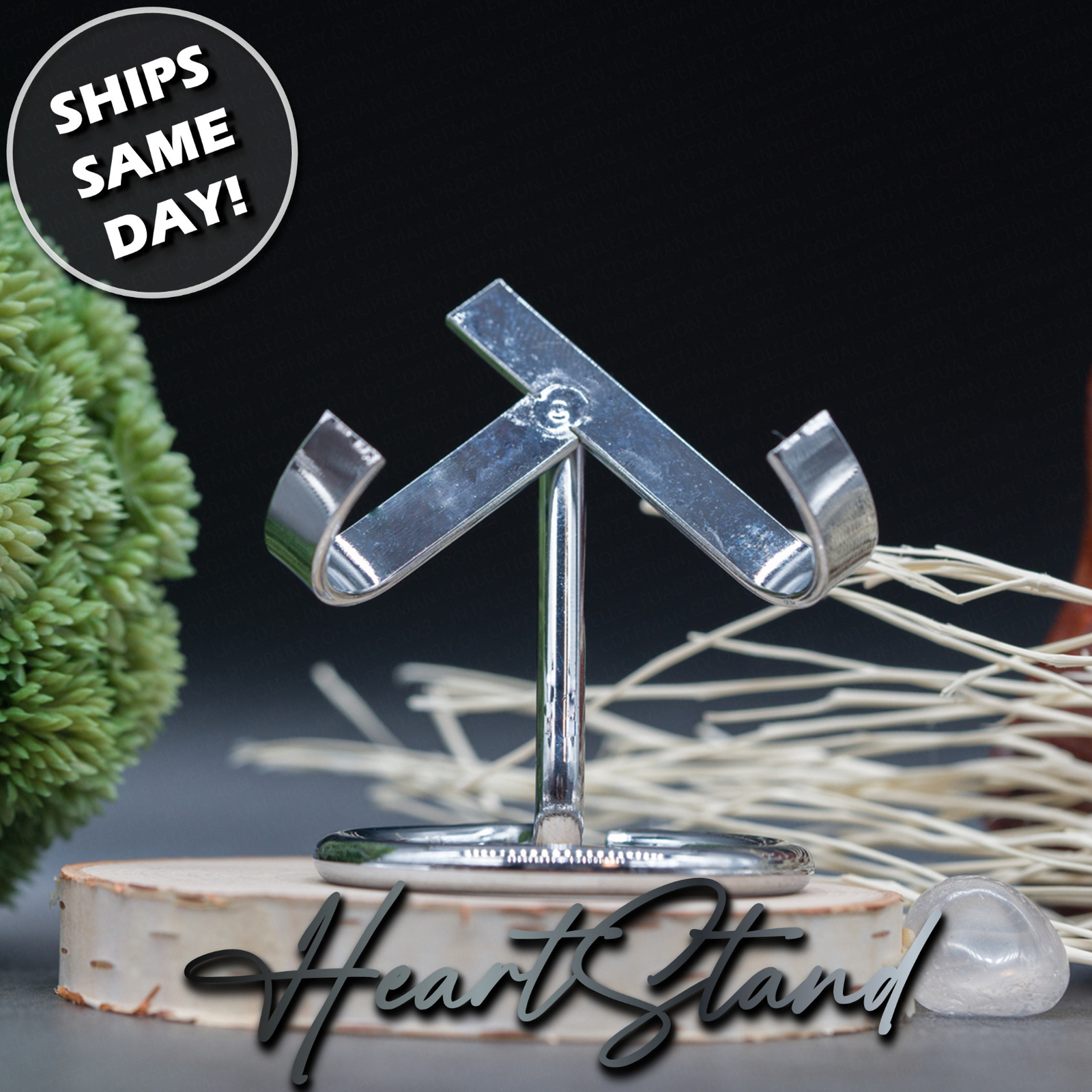 Silver Metal Crystal Heart Stand Gemstone Display Base for Collectibles