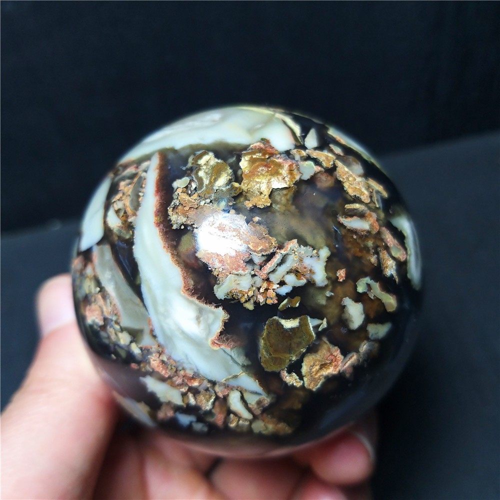 RARE 300G 61mm Natural Polishing Colorful Agate Stone Ball Reiki Healing A399