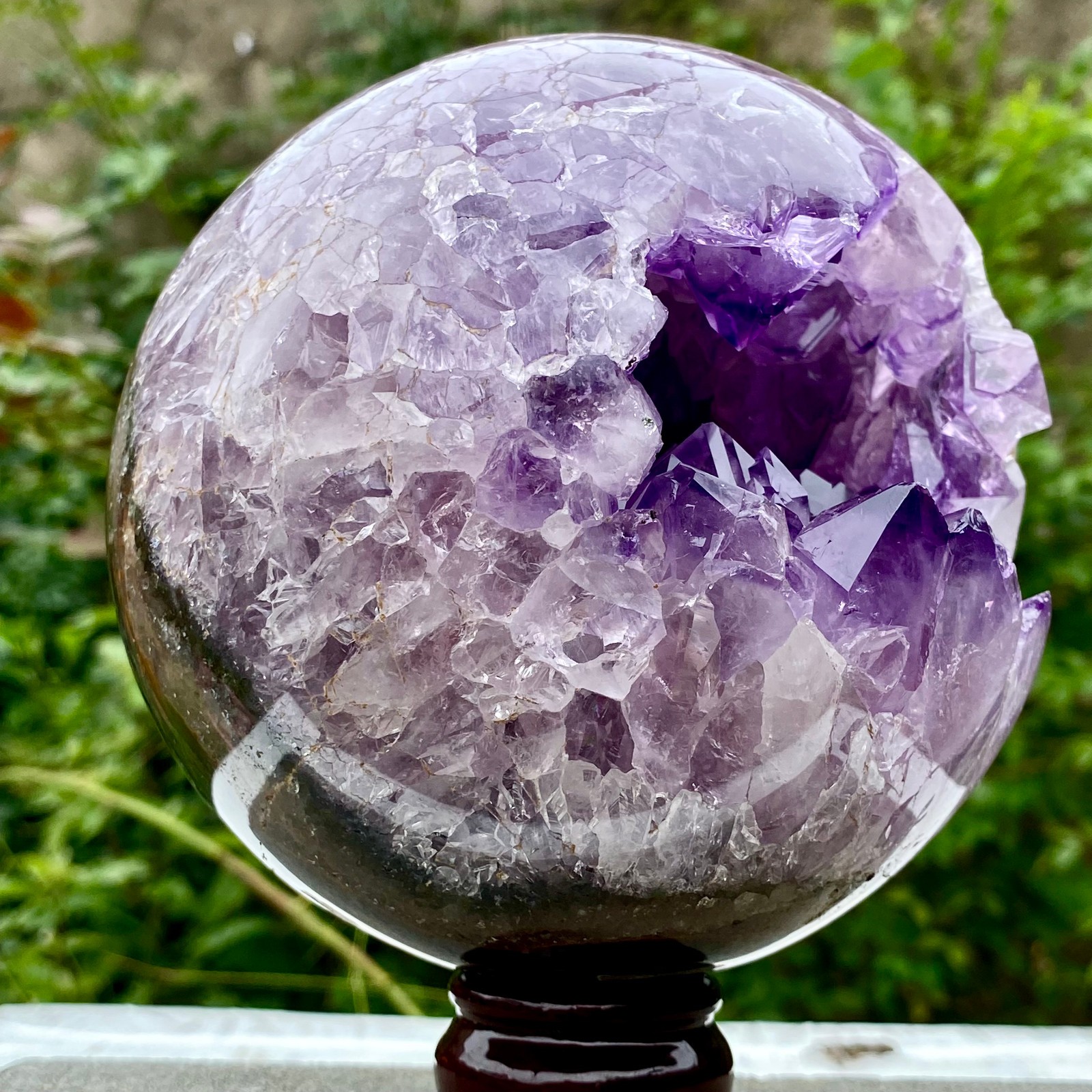 5.9LB Natural Amethyst Agate Sphere Polished Healing Crystal Ball Home Fe