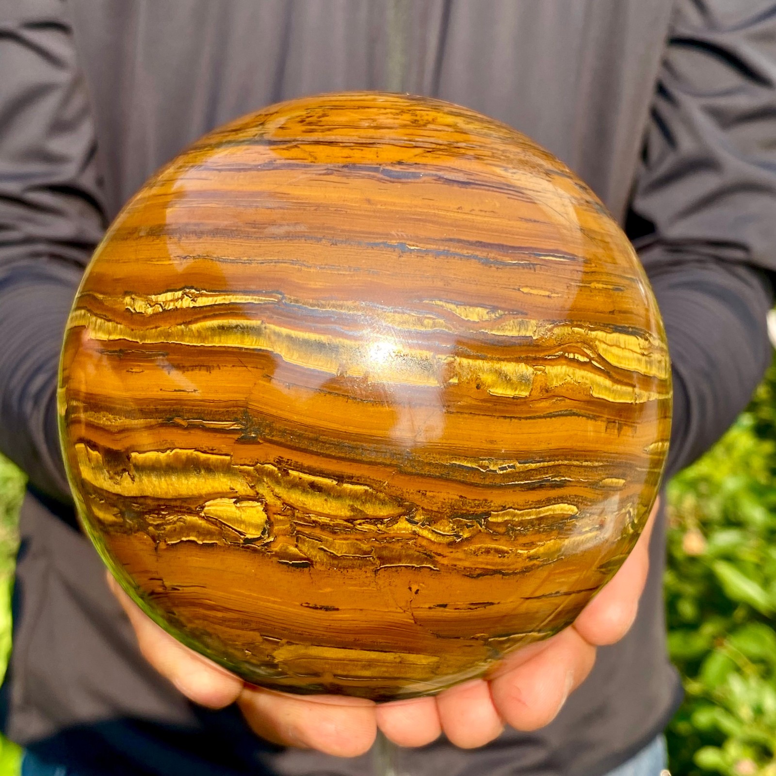4.98LB Large Natural Tiger Eye Stone Crystal Ball Quartz Healing Sphere Décor