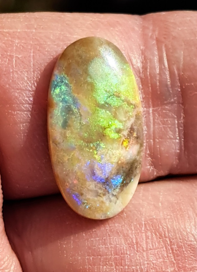 Large Multicolor Andamooka Hard Matrix Double Sided Carbonized Polished Colorful