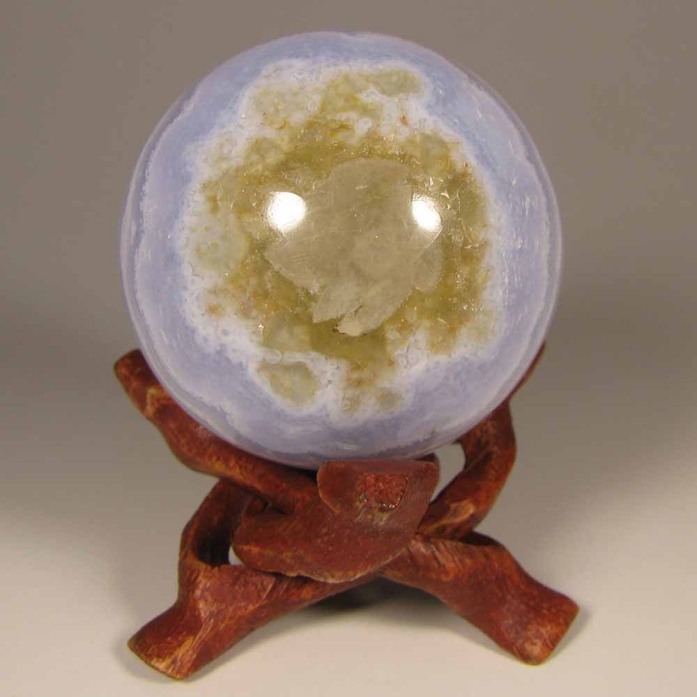 45mm BLUE LACE AGATE Polished Gemstone Sphere Ball w/ Stand – Namibia