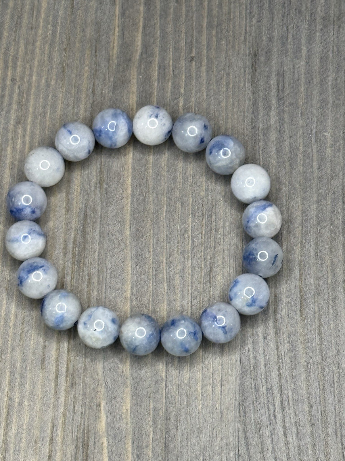 Natural Dumortierite in Quartz 8mm Stretch Bracelet Blue Inclusion Crystal Stone