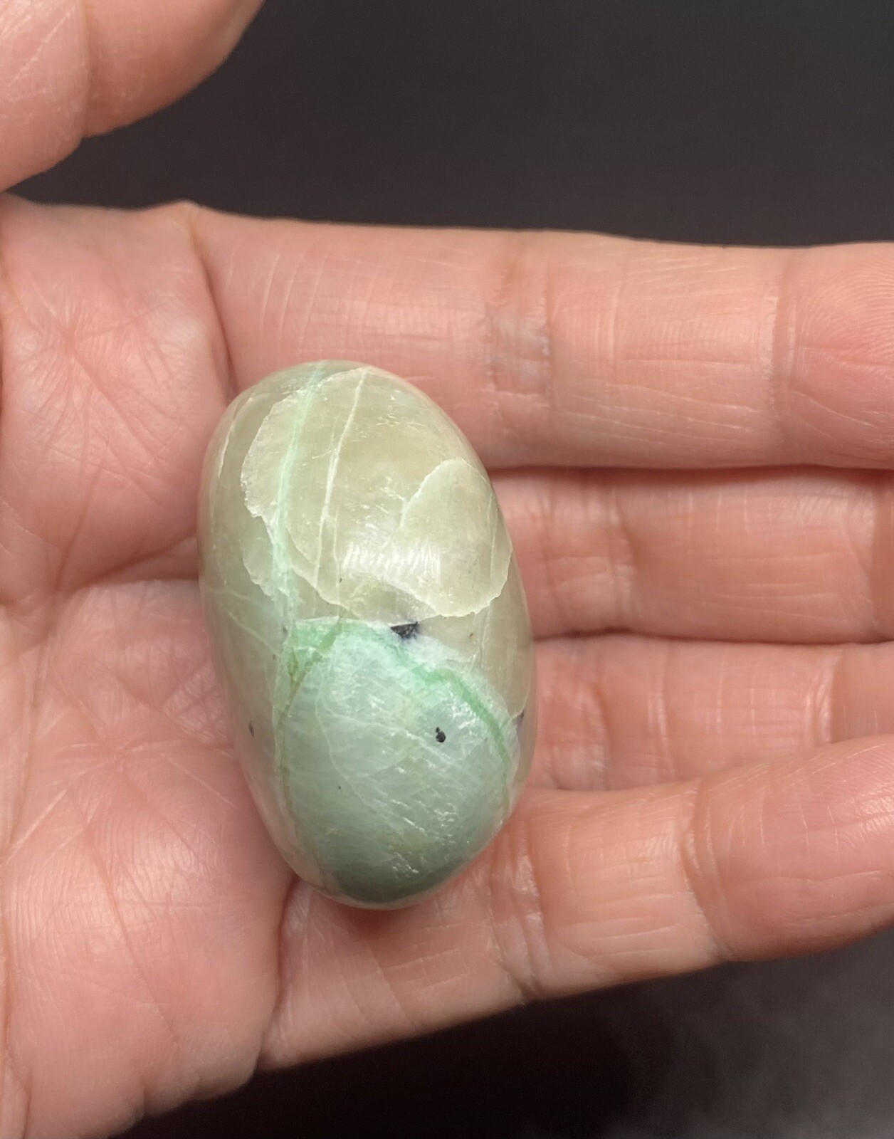 Garnierite Palm Stone From Madagascar 45.4g Over 1 1/2in
