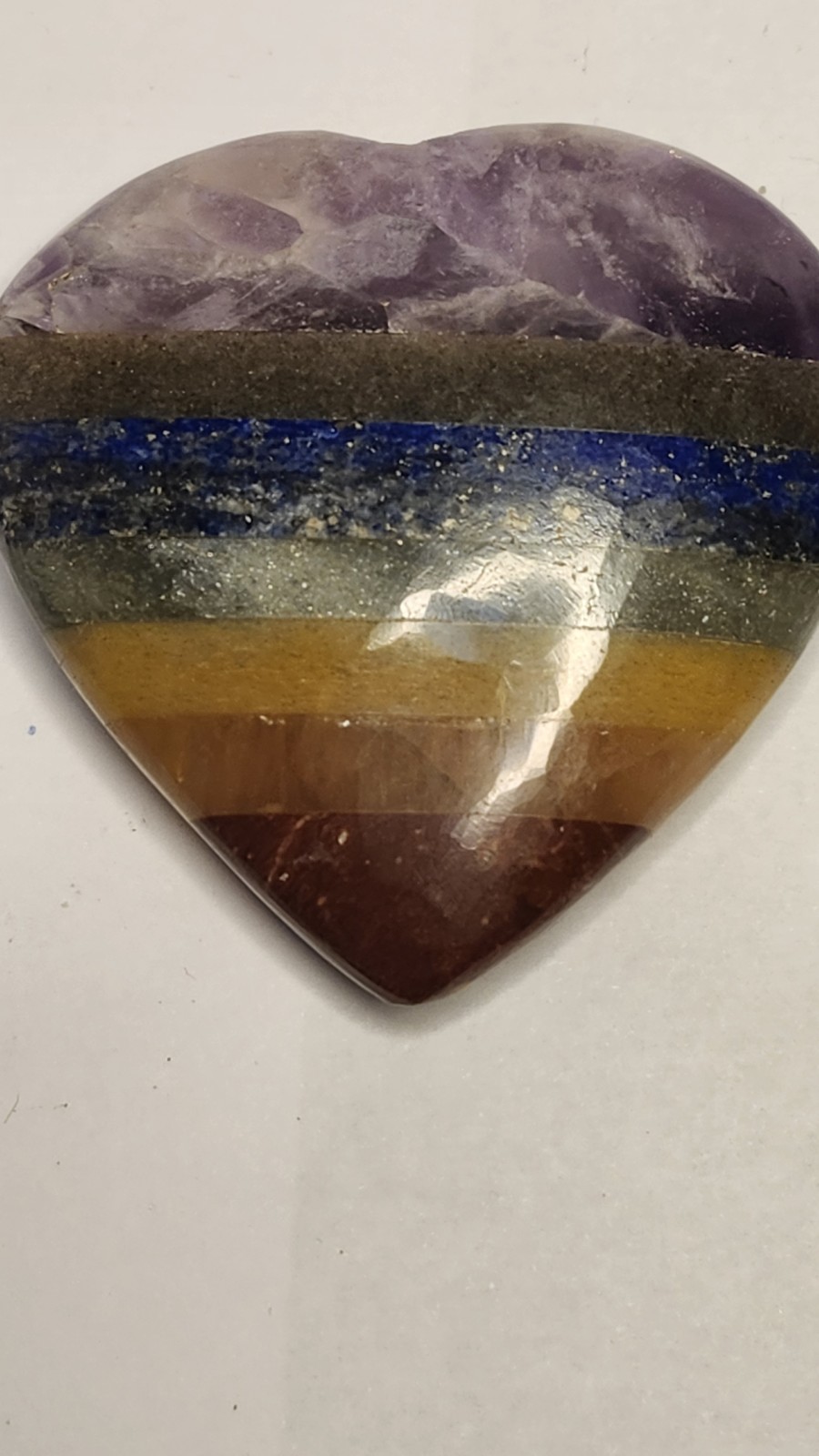 Polished Stone Heart 2.25 inches layered striped