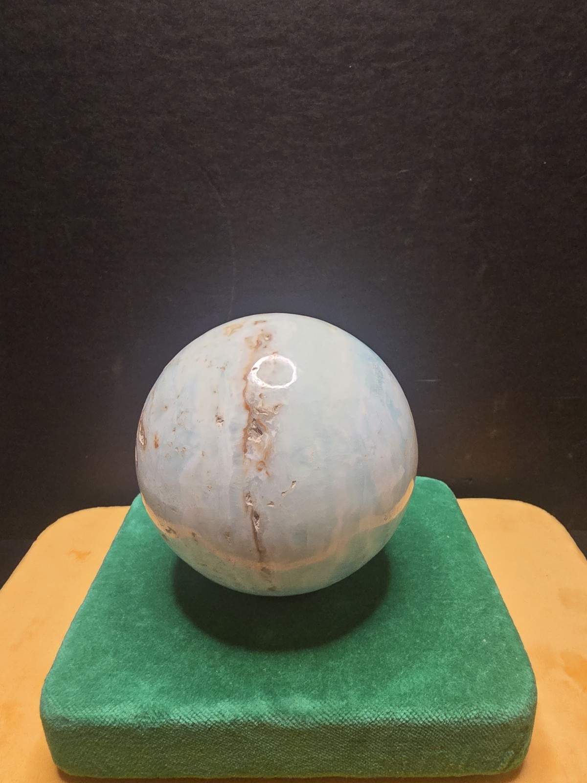 Massive 994g Caribbean Calcite & Blue Aragonite Polished Crystal Sphere Specimen