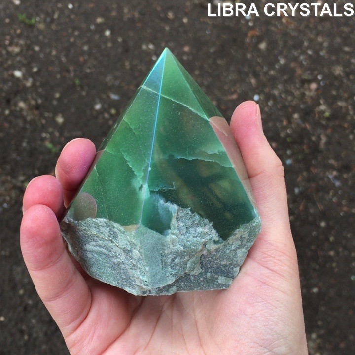 Green Aventurine Crystal Point Polished Generator Tower Aura Finish 328g 3.5″